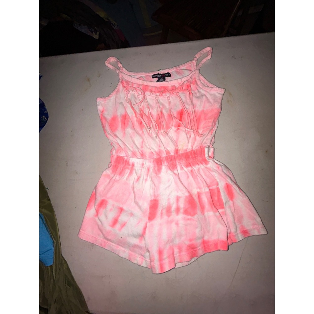 Limited Too Girls Pink Tie Dye Romper Fringed Sleeveless Size M 5